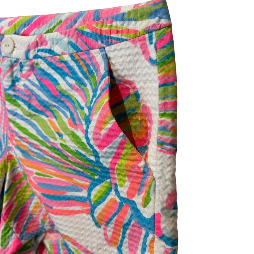 Lilly Pulitzer Adie Shorts Resort White Shellabrate Pockets Zip Colorful Size 4‎